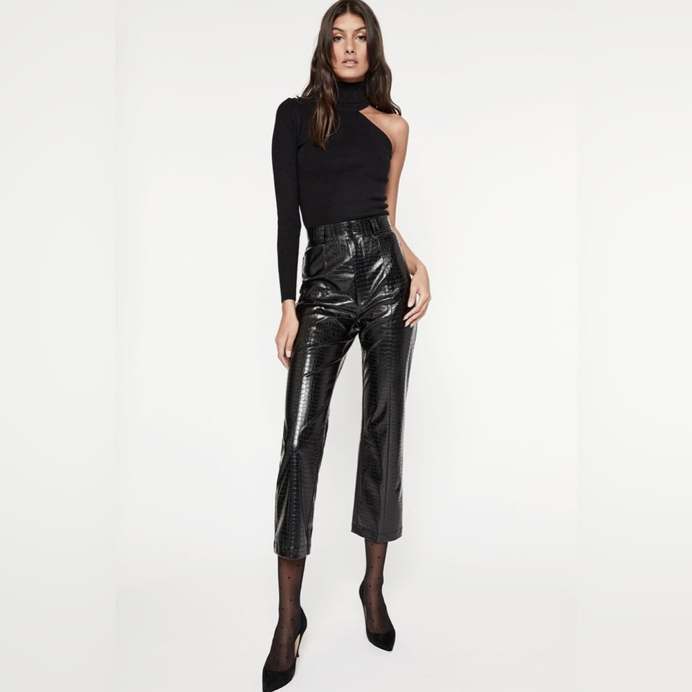 Bardot croc vegan leather pant in croc black-Size 2 NWOT - Picture 2 of 10